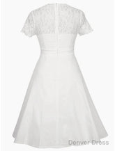 A-Line Party Dresses Elegant Dress Homecoming Knee Length Short Sleeve V Neck Satin With Appliques